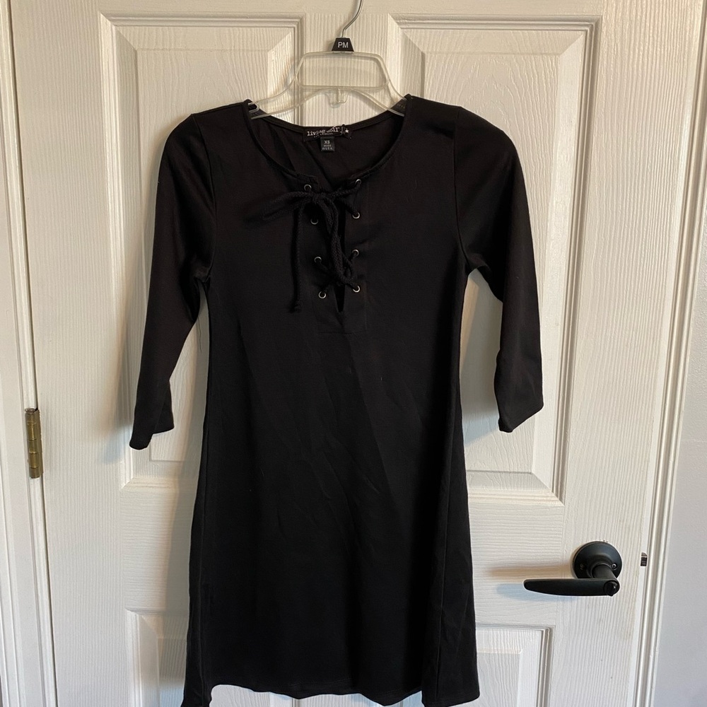 Black Lace-Up Dress